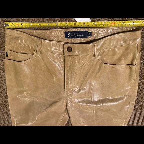 EARL JEAN TAN GENUINE LEATHER PANTS BOOT CUT JEANS - Picture 11 of 14